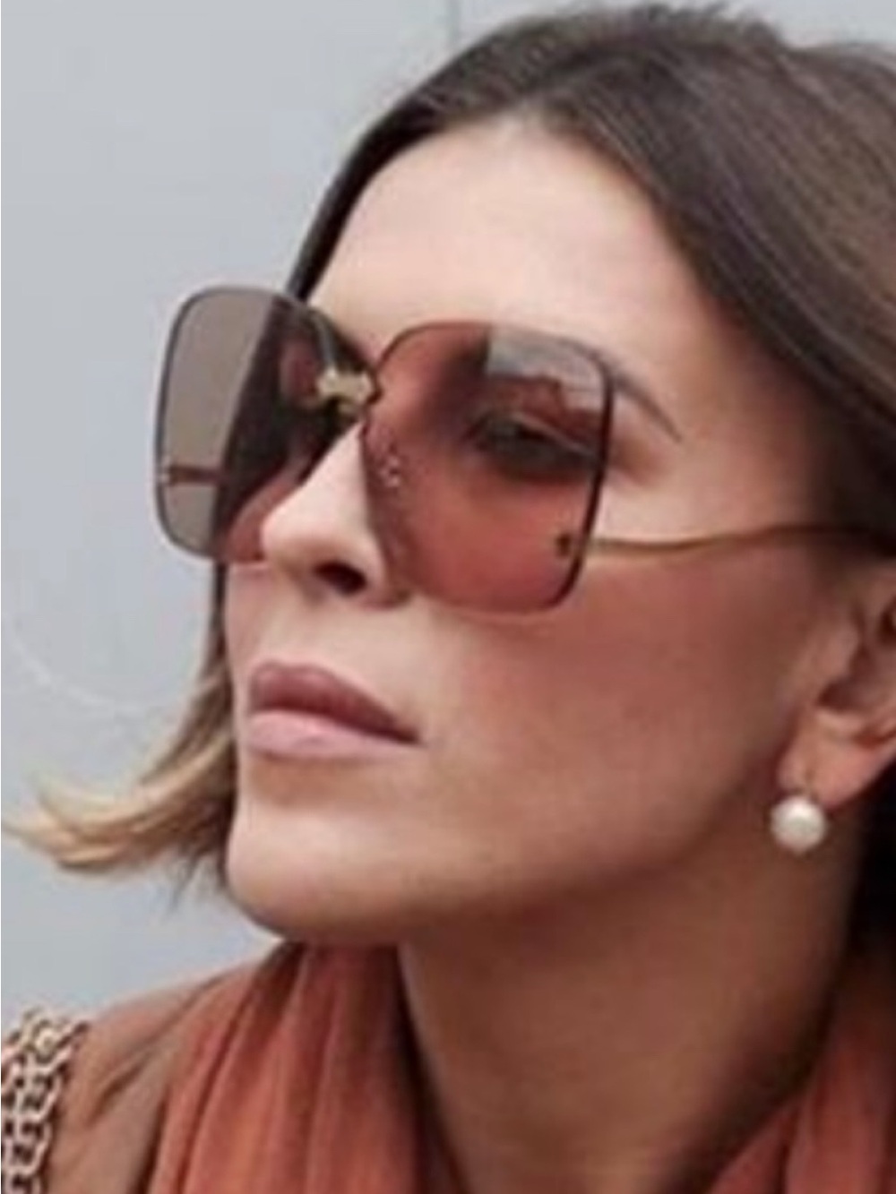 Gucci Oversized Rimless Sunglasses - Brown & Gold (GG0352S) - Picture 4 of 14